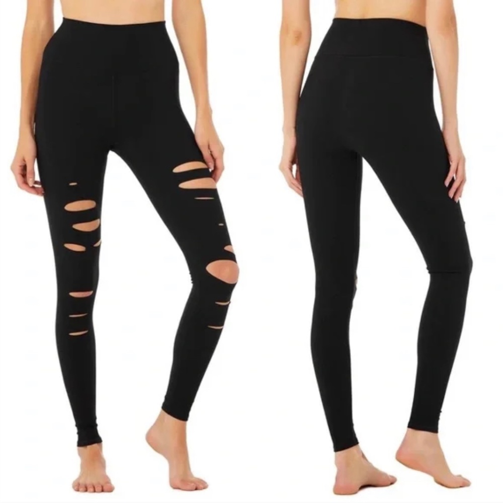 Alo ripped black womens leggings for yoga and Pilates xs